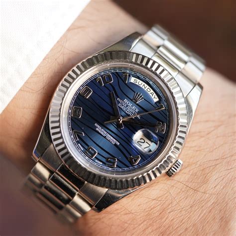 rolex day date blue wave|rolex day date price list.